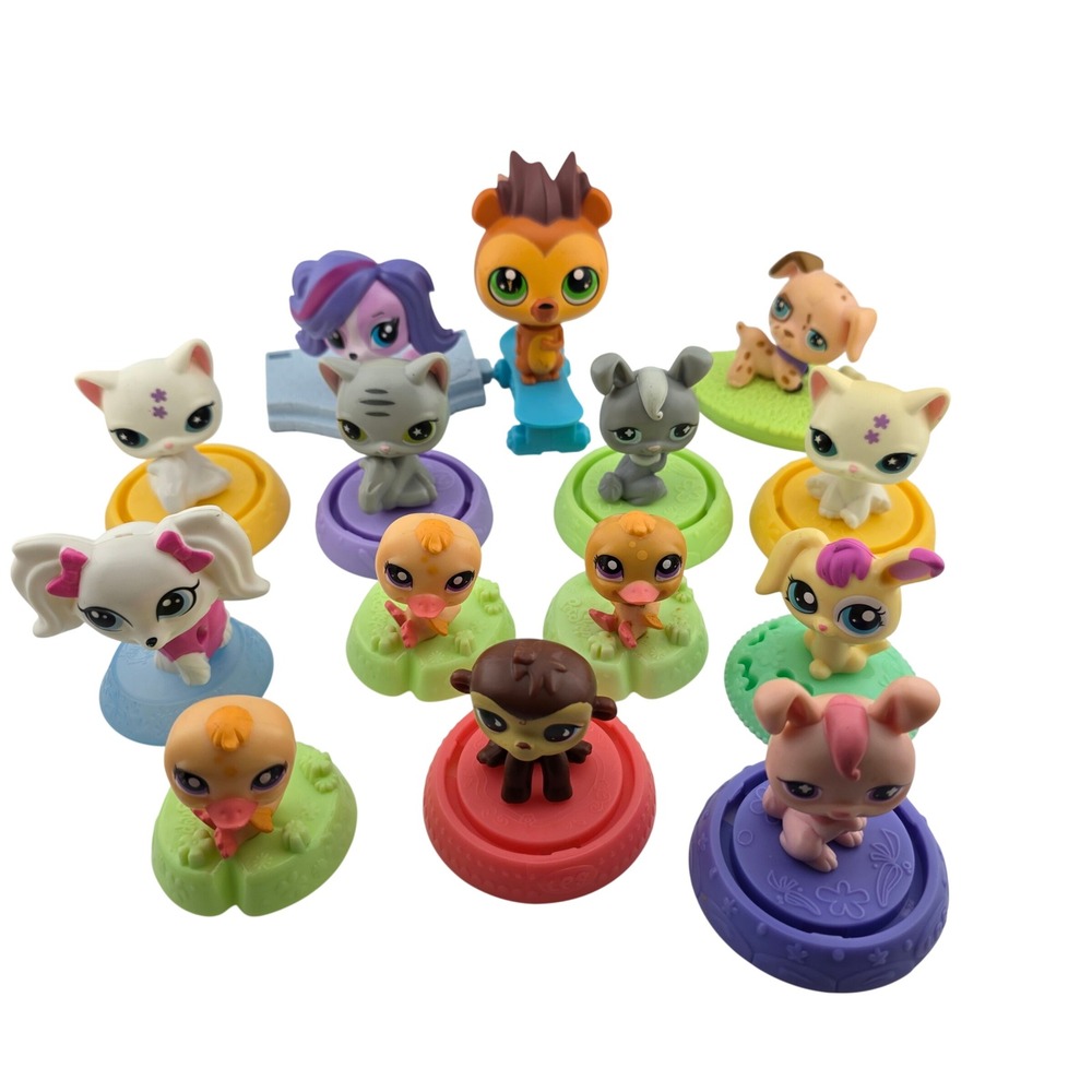 Littlest Pet Shop McDonalds Happy Meal Toy Lot 14pc Miniature Nostalgia Play Set